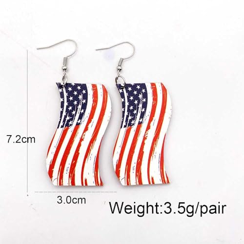 Pingyongchang American Patriotic Wood Earrings Set American Flag Red White And Blue Heart Teardrop Earrings For Women Of July Independence Memorial Day Dangle Earring Decor Accessories thumb #6