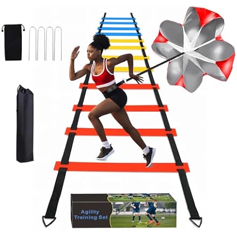 YGORTECH Soccer Agility Training Equipment Set, Soccer Accessories 20 Ft Agility Ladder, Resistance Parachute, Footwork Drills for Kids and Adults Equipment Boy Girls Cover