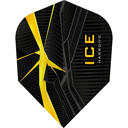 Harrows Ice Recut | 100 Micron Dart Flights, 5 Sets of 3 Flights, Standard No. 6, Yellow