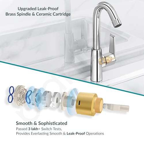 Image of Plantex Kitchen Taps for Home Sink with 360 Rotation /Sink Tap for Kitchen Basin with Teflon Tape /Kitchen Faucets for Sink -Chrome (Celesiya-1246)