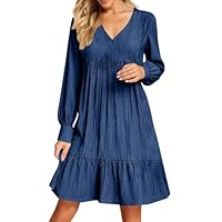 Vetement Femme-Robe Chemise Femme Gaze De Coton Longue Chic Et Elegant Taille Empire Tunique Ete Mi Fluide Plage Robes Femmes D Été Grande Manche Courte Boheme En Lin Made In Italy,XXL,ZA-Bleu