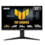 ASUS TUF Gaming VG27AQML5A QHD Monitor (27 Zoll, 2560 x 1440, 300Hz, Fast IPS, ELMB Sync, AMD FreeSync Premium, VESA DisplayHDR 400, 0,3ms Reaktionszeit, Lautsrecher, 2X HDMI, DisplayPort, Gaming AI)