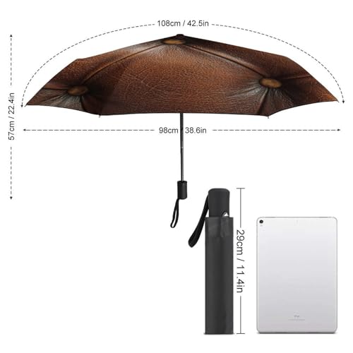 Parapluie pliant 3 plis ACEPrints marron à texture canapé élégant - 2