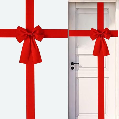 SKOVVART Large Red Velvet Christmas Cabinet Door Ribbon Bow, Big