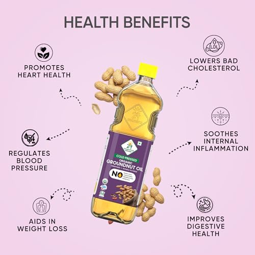Image of 24Mantra Organic Pressed Groundnut /Peanut Oil, 1 L (Pack of 3)