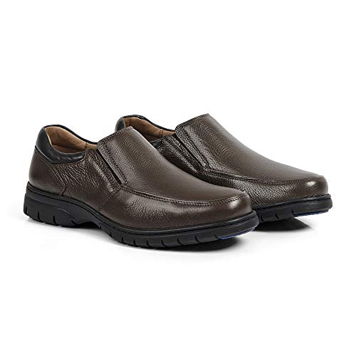 Sapato Linha Extremo Conforto Couro Floater Sem-stress Medical Line - 0501 - Café Cor:Marrom;Tamanho