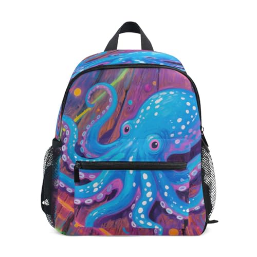 Wudan Colorful animal sea Art Big Kid Backpacks Chest Strap Boys Girls Bookbags for Elementary S