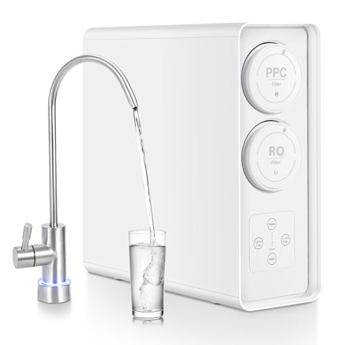 High-Efficiency Countertop Reverse Osmosis Water Filter System, 600GPD, 5-Stage Filtration, Tankless Water Purifier, Smart Faucet, TDS Monitor, 2:1 Pure to Drain, US Standard, RO Water Filtration