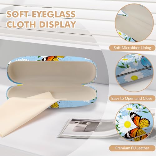 Image of Glasses Case Hard Shell,Portable Protective Eyeglasses Case, Eyeglass Holder Box with Cleaning Cloth,for Women Men