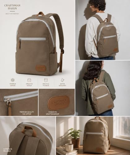 Image of Canvas Backpack | Lightweight Casual Daypack with Front Zipper Pocket | Durable Travel, & Daily Use Backpack | Unisex Travel Backpack | Laptop Backpack Compatible with upto 14 inch Laptop