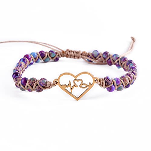 Image of YGLINE Stone Bead Yoga Meditation Bracelet Healing Crystal Double Layer Natural Gemstone Beaded Relax Anxiety Bracelets for Women Men