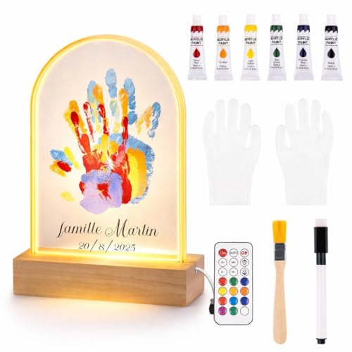 PetiLume Kit Empreinte Famille LED avec Télécommande – 5 Plaques Plexiglas Effet 3D, 6...