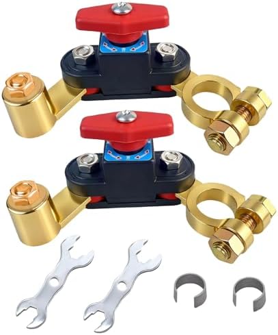 2Pcs Car Battery Power Cut-Off Switch Breaker, Pure Copper Stable Transmission Adjustable High Conductivity 12v-24v Battery Disconnect Switch Smart Car Switch for Truck Boat Rv Car Supplies