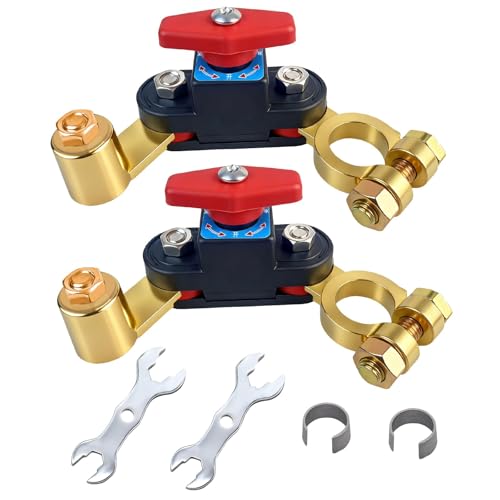 2Pcs Car Battery Power Cut-Off Switch Breaker, Pure Copper Stable Transmission Adjustable High Conductivity 12v-24v Disconnect Switch Smart Car Switch for Truck Boat Rv Car Supplies