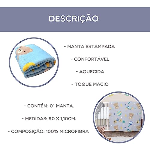 Manta Microfibra Confort Baby Hazime Play Azul