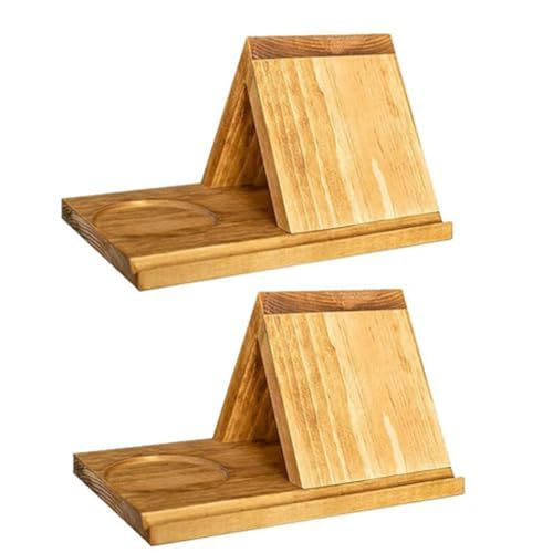 Stytpwra - Portalibros triangulares personalizados de roble, soporte de lectura de madera, triángulo con portavasos