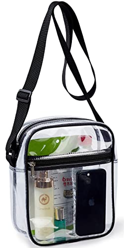 Clear Bag Stadium Approved, Transparent Crossbody Purse, See Through PVC Bags for Sporting Event, Music Festival and Concerts