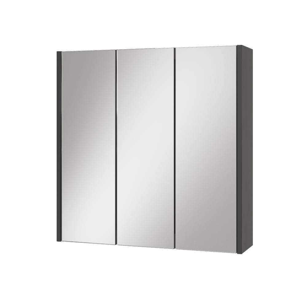 Vicco Specchio contenitore bagno Majest, Antracite, 67.4 x 68 cm con 3 porte a specchio, adatto per montaggio a parete e combinabile con la serie Majest