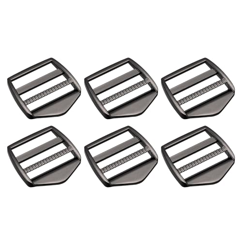 sourcing map Metal Ladder Buckle Slider Tri-Glider Metal Adjustable Buckles, 6pcs 31mm(1-1/4) Inner Size for Webbing Backpack Strap, Gun-black