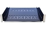 RAISING ELECTRONICS 1 Pack 19inch Vented Steel 2 Space 2U Rack Mount Cantilever Network Shelf 18inch