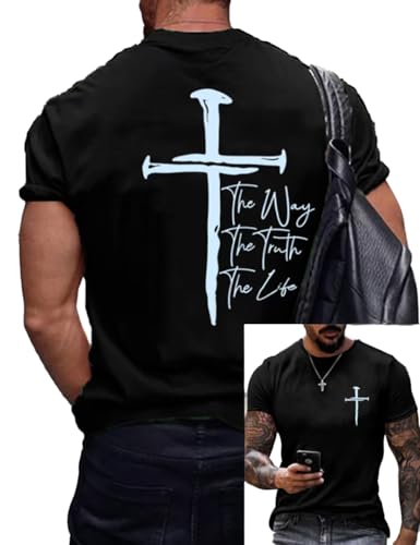 Jesus The Way The Truth and Life Shirt Men Christian Religious Bible Verse Tee