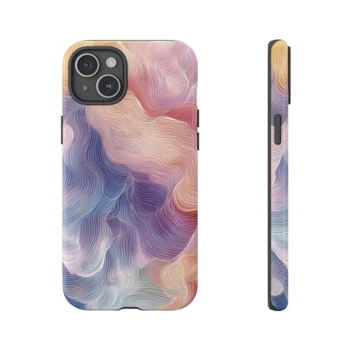 Coque iPhone 15 Plus brillante motif vagues abstraites violet
