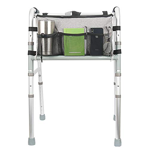 Update Walker Bag Hand Free Storage Bag Walker Attachment Handicap Basket Pouch For Rollator, Wheelchair, Folding Walkers (Grey) #TOP6