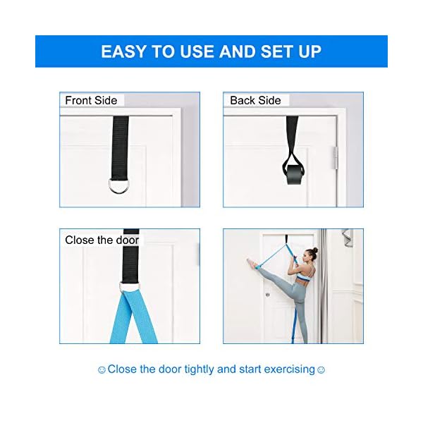 Podazz Leg Stretcher Strap, leg stretcher Adjustable Lengthened Ballet Extension Strap with Door Anchor-for Ballet, Dance Equipment for Stretching in Ballet, Cheerleading, Gymnastics (Aqua)