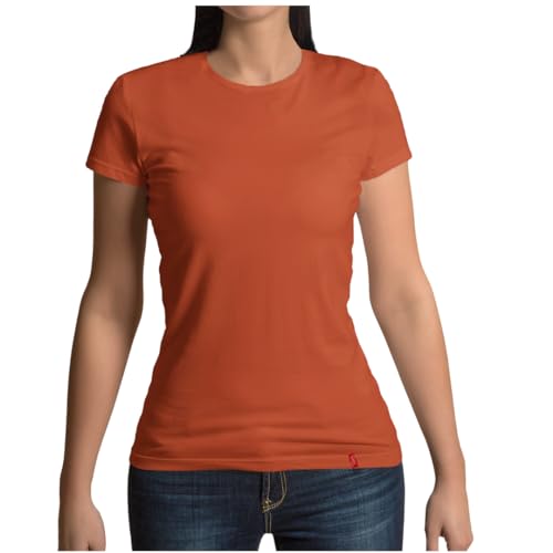 KRB Playera Basica Mujer Dama Manga Corta Slim Fit (MX/US, Alfa, Mediano, Regular, Regular, Naranja)