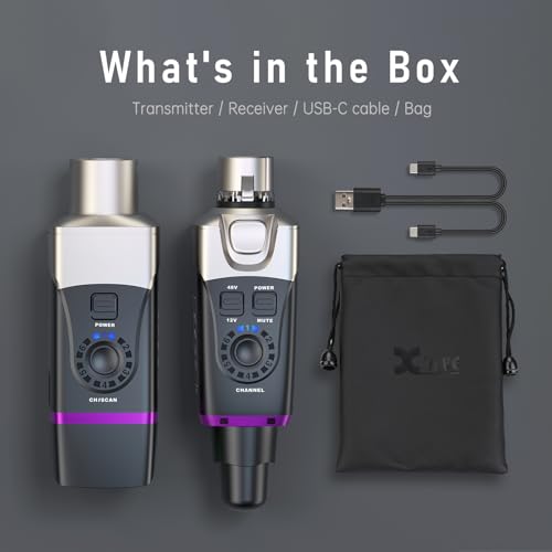 Image of Xvive U35C Wireless Microphone System 5.8GHz Wireless XLR Transmitter and Receiver for Condenser Microphone, Audio Mixer, PA System, Channel Scan Mode