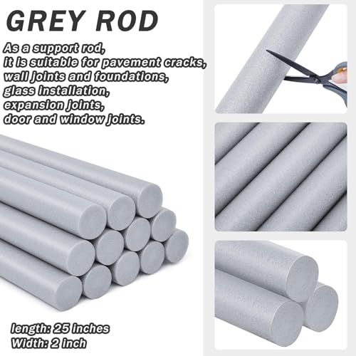 Image of Leyndo 12 Pcs 2 inch x 25.4 inch Long Backer Rod Closed Cell Caulking Filler Rope Concrete Crack Filler Expansion Joint Strips Caulk Saver Foam for Joints Crack Filling(Gray)