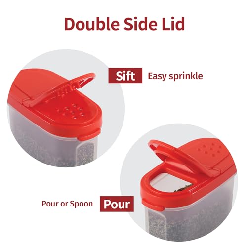 Image of Signoraware Sprinkles N Spice BPA Free Plastic Big Container with Lid (280mlx2 | Set of 2 | Red)