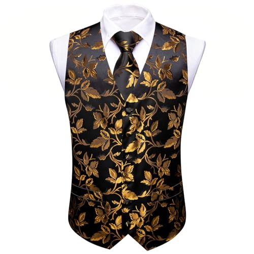 Image of Barry.Wang Formal Men Flower Vest Paisley Jacquard Silk Ties Suit Waistcoat Set Wedding 5PCS