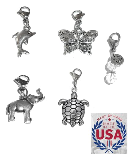 Image of Hidden Hollow Beads 4 Clip On Charms for Purse, Handbag, Keychain, Zipper Pull, Backpack, Jewelry Accessory, USA