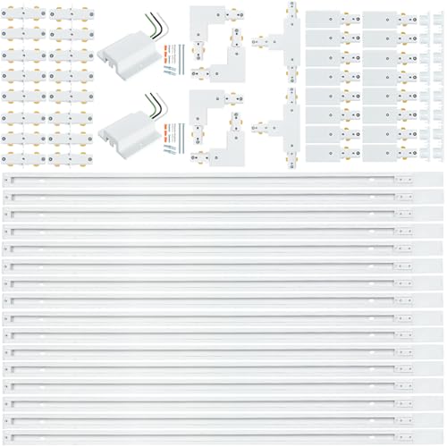 Zanixor 52FT H Track Lighting Rail Kit, White H Type Track Lighting Rails with Floating Canopy Connector, I&L&T Connector, End Caps and Live End Feed for 120V H Style 3-Wire Track Heads