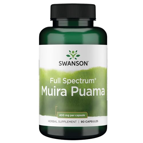 Swanson, Full Spectrum Muira Puama, 400mg, 90 Cápsulas, Testado en Laboratorio, Sin Soja, Sin Gluten, Sin OGM