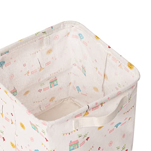 Ezoware 4 Pcs Cube Storage Bin Baskets, Collapsible Cute Fabric Shelf Box Organizer With Handles For Bathroom, Shelves, Nursery, Home And Office - Mixed Characters, 10.5 X 10.5 X 10.5 Inch #TOP2
