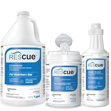 REScue Canister Wipes & RTU 32oz Disinfectant & Gallon Concentrate Disinfectant Cleaner for Vet Use, Designed to Clean Kennels, Litter Boxes & More