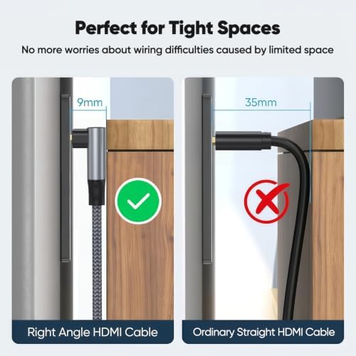 ZeniKon Right Angle HDMI Cable 8K 90 Degree HDMI 2.1 Cable 6.6FT - 1