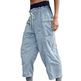 SYDUZAX Frauen Outdoor Funktionshose Mit Wasserdicht Schnelltrocknend Mehrfachtaschen für Wandern Arbeit Elastischer Bund mit Gurt und Zugband 7/8 Länge Cropped Hosen