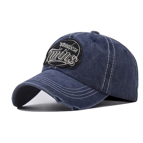 Twins Embroidered Baseball Cap Classic Vintage Cotton Cap Neutral Baseball Cap Outdoor Cap (US, Alpha, Large, Navy)