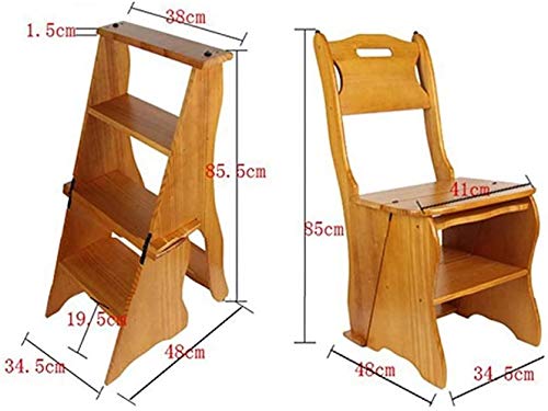 Silla de escalera plegable de madera con peldaños estables para casa 2