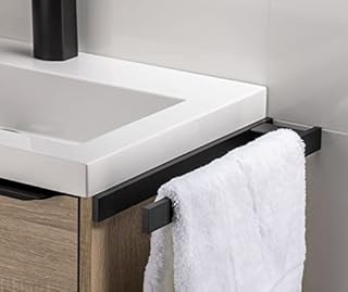 Sagittarius One 401S1-B Self Adhesive Black Towel Rail Wall Mounted | 40CM Black Towel Holder Self Adhesive for Bathroom & Kitchen | Rustproof Towel Rack | Design Tea Towel Holder / Hand Towel Holder