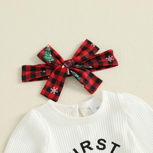My First Christmas Baby Girl Outfit Newborn Long Sleeve Romper Santa Flare Pants Headband 3Pcs Cute Xmas Clothes4
