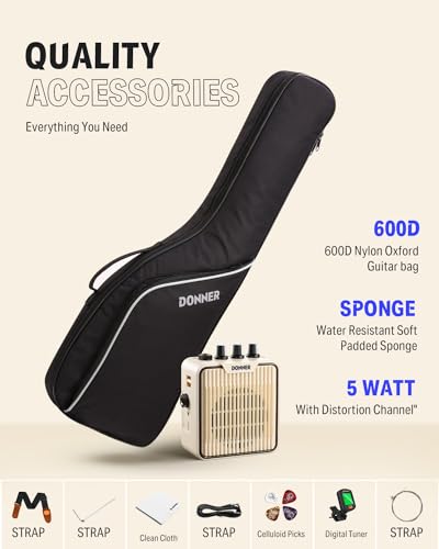 Image of Donner 30 Inch Kids Electric Guitar Beginner Kit ST-Style (Red) | Mini Electric Guitar for Boys Girls with Amp, 600D Bag, Tuner, Picks, Cable, Strap, Extra Strings, and Lessons, DSJ-100