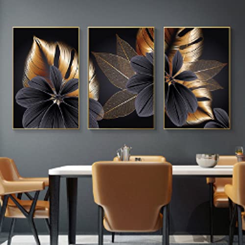 Affiche plante murale noir et cuivre dsdsgog 60x80cm pour deco salon