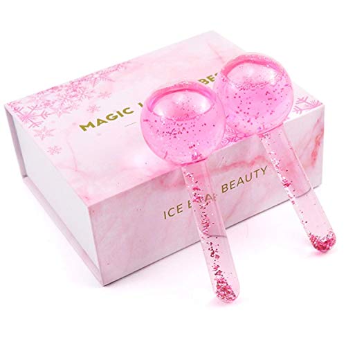 Ice Globes for Facials, Cooling Facial Tighten Skin Care Tools for Daily Beauty Routines, Reduce Puffiness and Headaches, Enhance Circulation and Complexion by BAMWOOD (Pink)