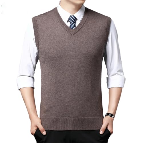 Men's Knitted Sweater Vest Casual Solid Color Sleeveless Pullover Business Waistcoat Tops3