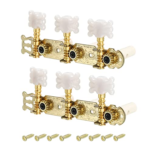 PATIKIL Classical Guitar String Tuners Keys Machine Heads Tuning Pegs 3 Left 3 Right, White Buttons, 1 Set
