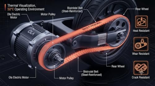 Image of Ola S1 Pro Gen 2 Belt HTD 1072-8M | Replacement EV Drive Belt | Steel Reinforced Core | High Torque | Low Noise | Heavy Duty Transmission Belt | Japanese Technology